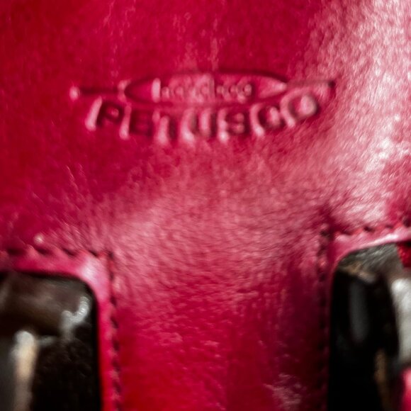 PETUSCO GENUINE "LIKE NEW" LARGE RED LEATHER SATCHEL SHOULDER/PURSE FROM SPAIN - Picture 7 of 10